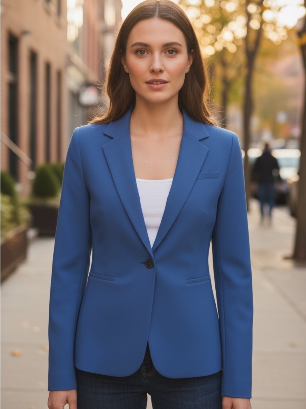 Mango Women’s Cobalt Blue Single-Button Blazer